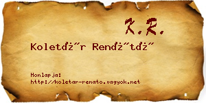 Koletár Renátó névjegykártya